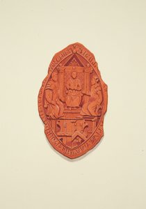 Voorzijde van het Zegel van Matthew Parker, Aartsbisschop van Canterbury, bij het Testament van Thomas Alyce, Koopman door Joseph Manning