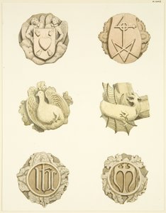 Gewelfstenen (bossen) in het plafond van Redcliffe Church
