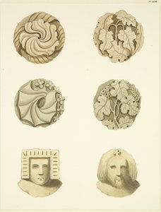 Gewelfstenen (kraagstenen) in het plafond van de Redcliffe-kerk door Joseph Manning