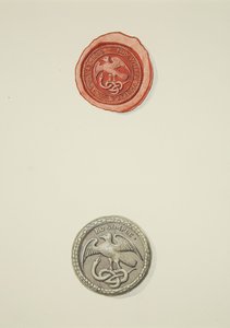 Zegel met inscriptie van Thomas White en badge, beide van het Tempelziekenhuis