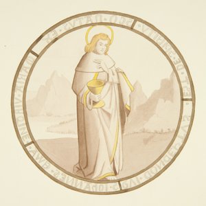 Glas-in-loodraam in de privékapel van het bisschoppelijk paleis: St. Johannes door Joseph Manning