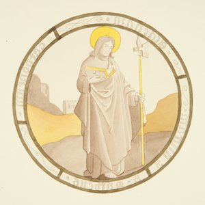 Glas-in-loodraam in de privékapel van het bisschoppelijk paleis: St. Mattheüs door Joseph Manning