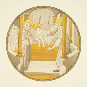 Glas-in-loodraam in de privékapel van het bisschoppelijk paleis: De presentatie in de tempel