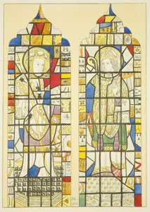 Glas-in-lood in het raam boven het monument van Canynges in St Mary Redcliffe