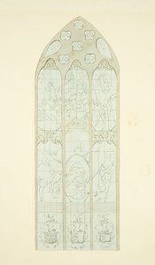 Glas-in-loodraam aan de oostkant van de noordbeuk van de kathedraal van Bristol