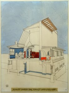 Doorsnede van het Ernst-Ludwigs-Haus