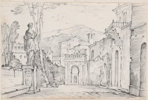 Een Romeinse Straat met Monte Cavo in de Verte door Joseph Marie Vien