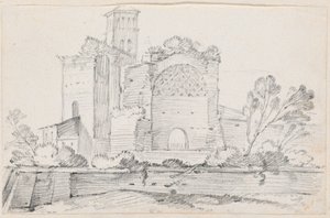 Ruïnes van de Tempel van Venus en Rome in het Forum door Joseph Marie Vien