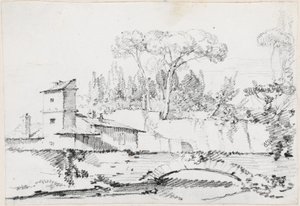 Uitzicht op de Prato van de Villa Borghese door Joseph Marie Vien