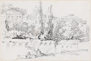 Muren van Rome met Santa Maria del Popolo in de Verte