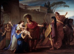 Hector en Andromache afscheid door Joseph Marie, the Elder Vien