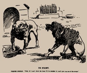 Geen Gevecht. Cartoon over het Fashoda-incident, 1898 door Joseph Morewood Staniforth