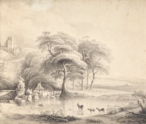 Landschap met doorwaadbare plaats