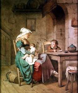 Interieur van een Zwitsers Huisje door Joseph Murray Ince