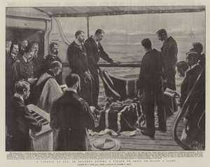 Een begrafenis op zee, een incident tijdens een reis naar India aan boord van een lijnschip door Joseph Nash