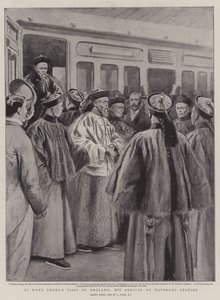 Bezoek van Li Hung Chang aan Engeland, zijn aankomst op Waterloo Station door Joseph Nash