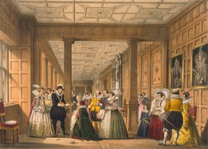 De Galerij in Hatfield House, Hertfordshire door Joseph Nash