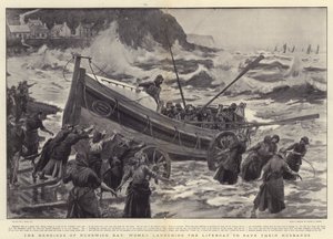 De Heldinnen van Runswick Bay, Vrouwen die de Reddingsboot Lanceren om hun Mannen te Redden