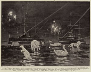De koninklijke tour, de verlichting en watercarnaval in de haven van Malta door Joseph Nash