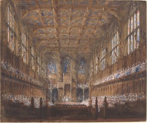 De staatsopening van het parlement in het herbouwde House of Lords door Joseph Nash