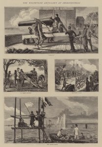 De vrijwillige artillerie bij Shoeburyness door Joseph Nash