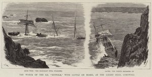 Het Wrak van de SS Suffolk, met Vee aan Boord, bij de Lizard Head, Cornwall