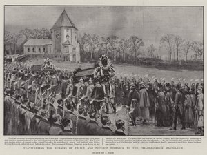 Overbrengen van de Resten van Prins en Prinses Bismarck naar het Friedrichsruh Mausoleum door Joseph Nash