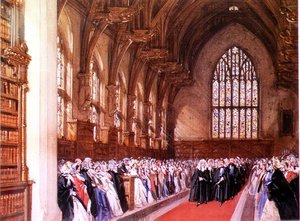 Uitzicht op Westminster Hall (interieur) door Joseph Nash