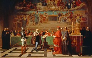 Galileo Galilei (1564-1642) voor leden van het Heilige Officie in het Vaticaan in 1633, 1847 door Joseph Nicolas Robert Fleury