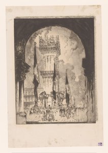 Campanile van Venetië in de steigers door Joseph Pennell (signed by artist)