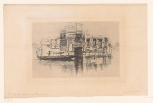 Gondel op een kanaal door Joseph Pennell (signed by artist)