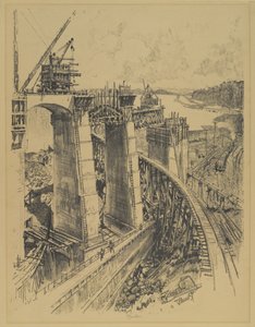 Toegangen tot Gatun Lock, 1912 door Joseph Pennell