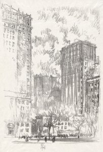 Battery Park, nr. 1 in Iconophile Club Collectie door Joseph Pennell