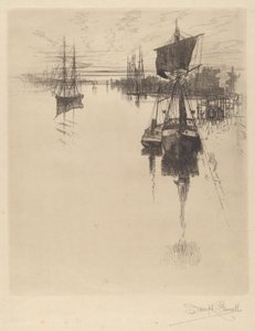 Onder Chestnut St. Brug, Philadelphia door Joseph Pennell