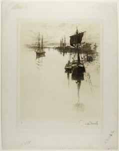 Onder Chestnut Street Bridge, Philadelphia door Joseph Pennell