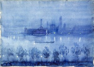 Blauwe nacht, Londen door Joseph Pennell