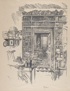Bibliotheekkamer van dr. Wister door Joseph Pennell