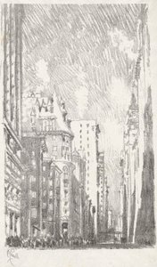 Broadway vanaf Bowling Green, #2 in Iconophile Club Collectie door Joseph Pennell