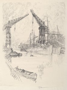 Torpedobootjagers bouwen door Joseph Pennell