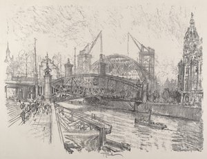 Bouw van het Freidrich-Strasse Station door Joseph Pennell