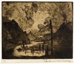 Kolenmijnbouw, Mahanoy-rivier door Joseph Pennell