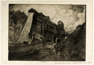 Steenkool—De Grote Hellingsbaan, Breker, Mahanoy City door Joseph Pennell