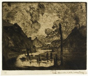 Kolenmijnbouw, Mahanoy-rivier door Joseph Pennell