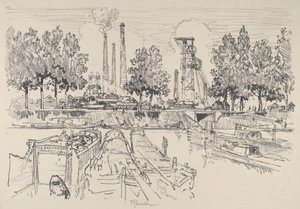 Koolmijnen, Monceau, Frankrijk door Joseph Pennell