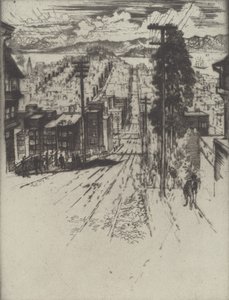 Heuvels op en af naar de baai, San Francisco, 1912 door Joseph Pennell