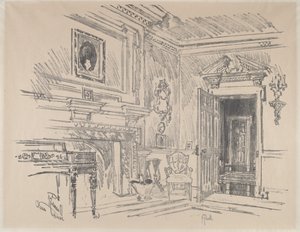 Salon in Cliveden door Joseph Pennell