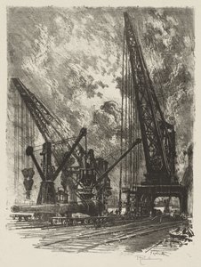 Engels Oorlogswerk: Het Grote Kanon Wegnemen door Joseph Pennell