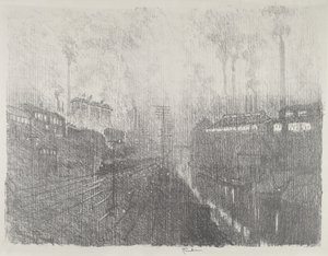Avond in het munitieland, 1916 door Joseph Pennell