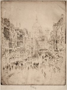 Fleet Street, naar St. Pauls, 1896 door Joseph Pennell