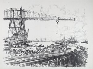 Frans Kanaal en Amerikaanse Kranen door Joseph Pennell